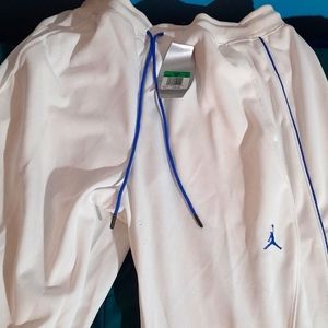 Jordan sweatpants white with blue stripe. For tall